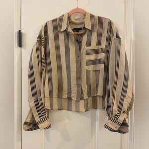 rag & bone Beige and Black Striped Linen Shirt